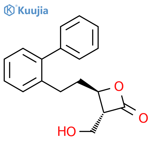 2-Oxetanone, 4-(2-[1,1'-biphenyl]-2-ylethyl)-3-(hydroxymethyl)-, trans- structure