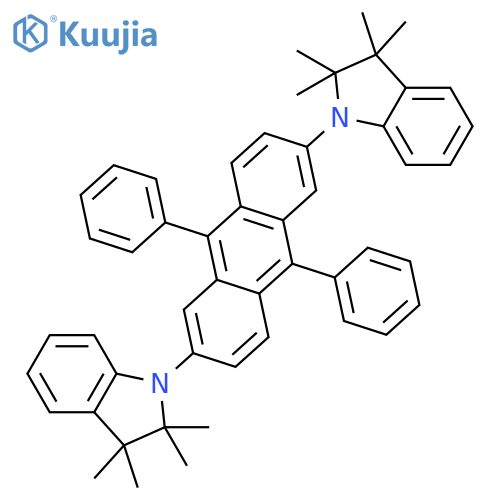 1H-Indole, 1,1'-(9,10-diphenyl-2,6-anthracenediyl)bis[2,3-dihydro-2,2,3,3-tetramethyl- structure