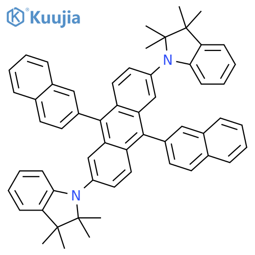 1H-Indole, 1,1'-(9,10-di-2-naphthalenyl-2,6-anthracenediyl)bis[2,3-dihydro-2,2,3,3-tetramethyl- structure