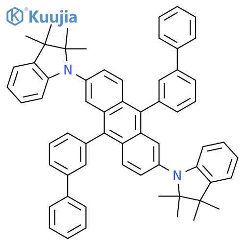 1H-Indole, 1,1'-[9,10-bis([1,1'-biphenyl]-3-yl)-2,6-anthracenediyl]bis[2,3-dihydro-2,2,3,3-tetramethyl- structure