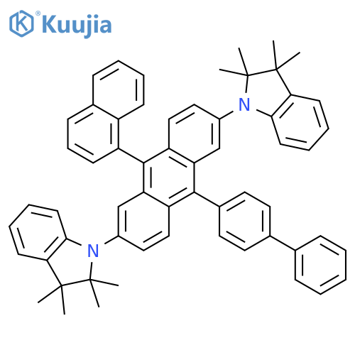 1H-Indole, 1,1'-[9-[1,1'-biphenyl]-4-yl-10-(1-naphthalenyl)-2,6-anthracenediyl]bis[2,3-dihydro-2,2,3,3-tetramethyl- structure