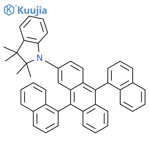 1H-Indole, 1-(9,10-di-1-naphthalenyl-2-anthracenyl)-2,3-dihydro-2,2,3,3-tetramethyl- structure