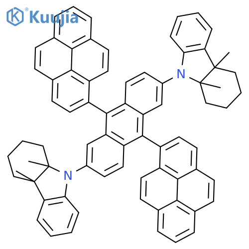 1H-Carbazole, 9,9'-(9,10-di-1-pyrenyl-2,6-anthracenediyl)bis[2,3,4,4a,9,9a-hexahydro-4a,9a-dimethyl- structure