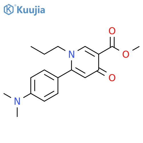 3-Pyridinecarboxylic acid,6-[4-(dimethylamino)phenyl]-1,4-dihydro-4-oxo-1-propyl-, methyl ester structure