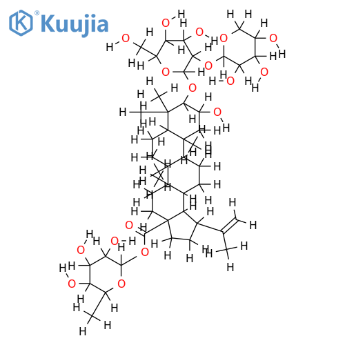 2alpha-hydroxy-3beta-[(O-beta-D-xylopyranosyl-(1->2)-beta-D-glucopyranosyl)oxy]lup-20(29)-en-28-oic acid alpha-L-rhamnopyranosyl ester structure