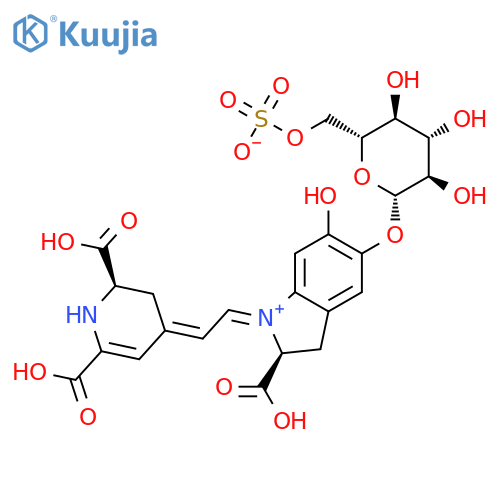 (1E,2S)-2-carboxy-1-{(2E)-2-[(2R)-2,6-dicarboxy-2,3-dihydropyridin-4(1H)-ylidene]ethylidene}-6-hydroxy-2,3-dihydro-1H-indolium-5-yl 6-O-sulfonato-beta-D-glucopyranoside structure