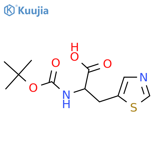 2-[(2-Methylpropan-2-yl)oxycarbonylamino]-3-(1,3-thiazol-5-yl)propanoic acid structure