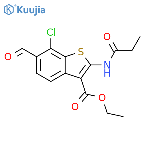 Benzo[b]thiophene-3-carboxylic acid,7-chloro-6-formyl-2-[(1-oxopropyl)amino]-, ethyl ester structure