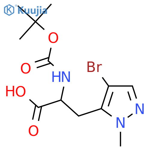 3-(4-bromo-1-methyl-1H-pyrazol-5-yl)-2-{(tert-butoxy)carbonylamino}propanoic acid structure