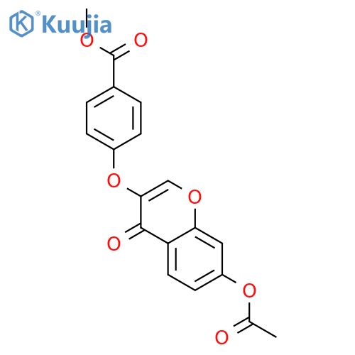 Benzoic acid,4-[[7-(acetyloxy)-4-oxo-4H-1-benzopyran-3-yl]oxy]-, methyl ester structure