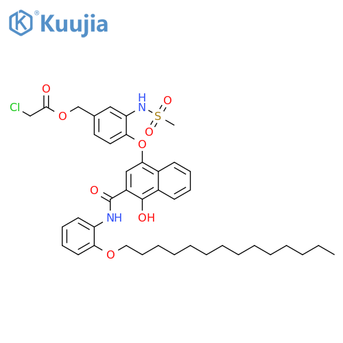 Acetic acid, 2-chloro-, [4-[[4-hydroxy-3-[[[2-(tetradecyloxy)phenyl]amino]carbonyl]-1-naphthalenyl]oxy]-3-[(methylsulfonyl)amino]phenyl]methyl ester structure