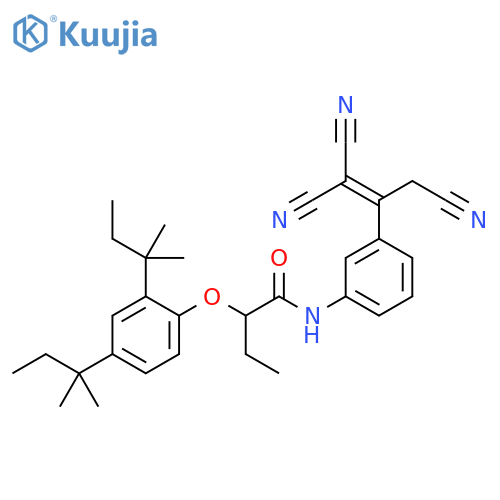 Butanamide,2-[2,4-bis(1,1-dimethylpropyl)phenoxy]-N-[3-[2,2-dicyano-1-(cyanomethyl)ethenyl]phenyl]- structure