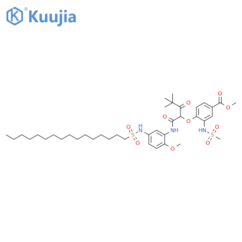 Benzoic acid, 4-[1-[[[5-[(hexadecylsulfonyl)amino]-2-methoxyphenyl]amino]carbonyl]-3,3-dimethyl-2-oxobutoxy]-3-[(methylsulfonyl)amino]-, methyl ester structure