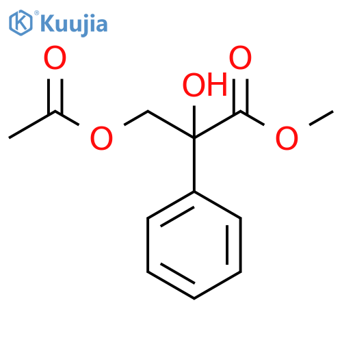 Benzeneacetic acid, a-[(acetyloxy)methyl]-a-hydroxy-, methyl ester structure
