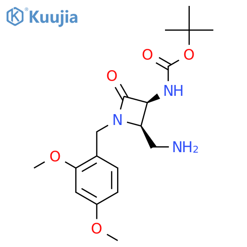 tert-butyl N-[(2R,3S)-2-(aminomethyl)-1-[(2,4-dimethoxyphenyl)methyl]-4-oxo-azetidin-3-yl]carbamate structure