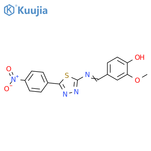 Phenol,2-methoxy-4-[[[5-(4-nitrophenyl)-1,3,4-thiadiazol-2-yl]imino]methyl]- structure