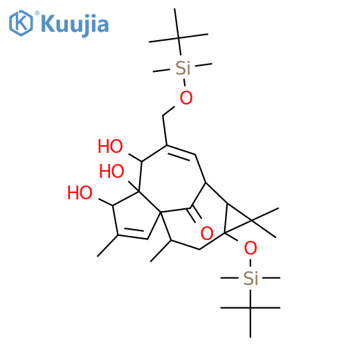 1H-2,8a-Methanocyclopenta[a]cyclopropa[e]cyclodecen-11-one, 10a-[[(1,1-dimethylethyl)dimethylsilyl]oxy]-4-[[[(1,1-dimethylethyl)dimethylsilyl]oxy]methyl]-1a,2,5,5a,6,9,10,10a-octahydro-5,5a,6-trihydroxy-1,1,7,9-tetramethyl-, (1aR,2S,5R,5aR,6S,8aS,9R,10aS)- structure