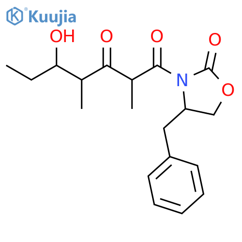 1,3-Heptanedione, 5-hydroxy-2,4-dimethyl-1-[(4S)-2-oxo-4-(phenylmethyl)-3-oxazolidinyl]-, (2R,4R,5S)- structure
