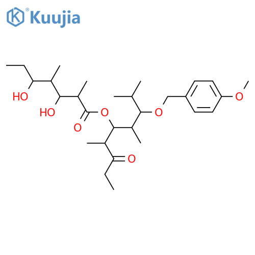 Heptanoic acid, 3,5-dihydroxy-2,4-dimethyl-, (1S,2S,3S)-3-[(4-methoxyphenyl)methoxy]-2,4-dimethyl-1-[(1S)-1-methyl-2-oxobutyl]pentyl ester, (2R,3R,4R,5S)- structure