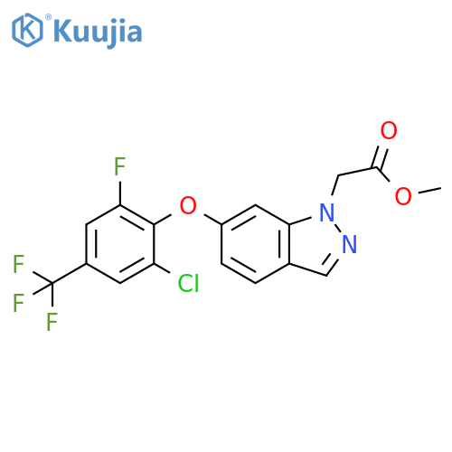 1H-Indazole-1-acetic acid,6-[2-chloro-6-fluoro-4-(trifluoromethyl)phenoxy]-, methyl ester structure