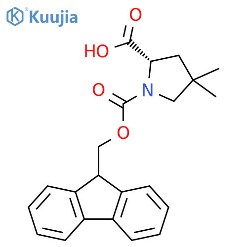 (2S)-1-{[(9H-fluoren-9-yl)methoxy]carbonyl}-4,4-dimethylpyrrolidine-2-carboxylic acid structure