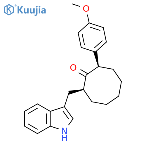 Cyclooctanone, 2-(1H-indol-3-ylmethyl)-8-(4-methoxyphenyl)-, cis- structure