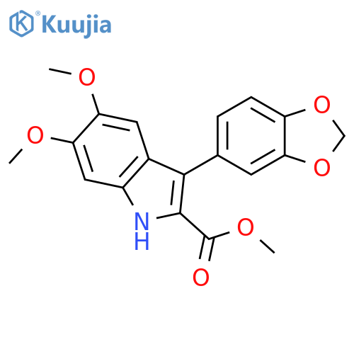 1H-Indole-2-carboxylic acid, 3-(1,3-benzodioxol-5-yl)-5,6-dimethoxy-,methyl ester structure