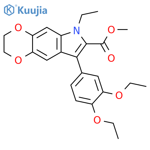 6H-1,4-Dioxino[2,3-f]indole-7-carboxylic acid,8-(3,4-diethoxyphenyl)-6-ethyl-2,3-dihydro-, methyl ester structure