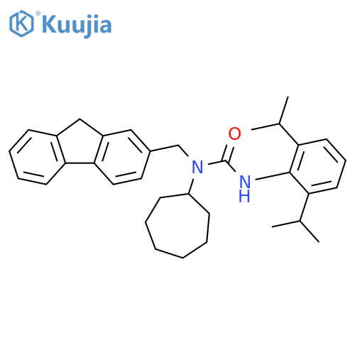 Urea,N'-[2,6-bis(1-methylethyl)phenyl]-N-cycloheptyl-N-(9H-fluoren-2-ylmethyl)- structure