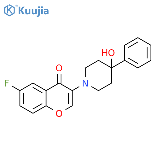 4H-1-Benzopyran-4-one, 6-fluoro-3-(4-hydroxy-4-phenyl-1-piperidinyl)- structure