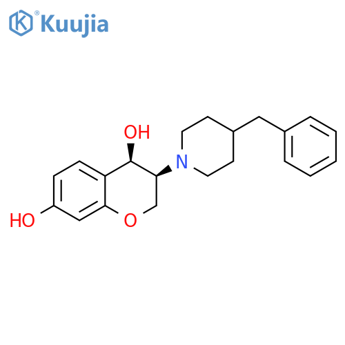 2H-1-Benzopyran-4,7-diol, 3,4-dihydro-3-[4-(phenylmethyl)-1-piperidinyl]-, cis- (9CI) structure