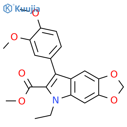 5H-1,3-Dioxolo[4,5-f]indole-6-carboxylic acid,7-(3,4-dimethoxyphenyl)-5-ethyl-, methyl ester structure