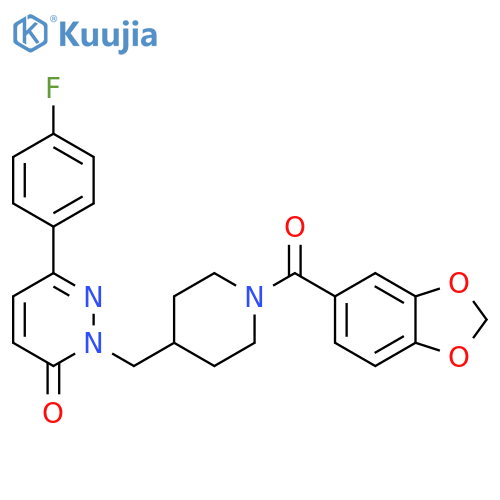 2-{1-(2H-1,3-benzodioxole-5-carbonyl)piperidin-4-ylmethyl}-6-(4-fluorophenyl)-2,3-dihydropyridazin-3-one structure