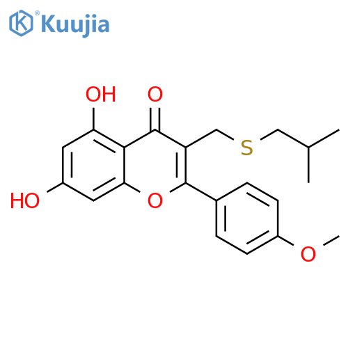 4H-1-Benzopyran-4-one,5,7-dihydroxy-2-(4-methoxyphenyl)-3-[[(2-methylpropyl)thio]methyl]- structure