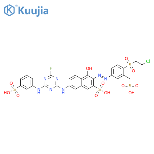 2-Naphthalenesulfonic acid,3-[[4-[(2-chloroethyl)sulfonyl]-3-(sulfomethyl)phenyl]azo]-7-[[4-fluoro-6-[(3-sulfophenyl)amino]-1,3,5-triazin-2-yl]amino]-4-hydroxy- structure