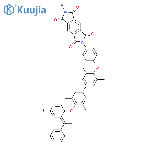 Poly[(5,7-dihydro-1,3,5,7-tetraoxobenzo[1,2-c:4,5-c']dipyrrole-2,6(1H,3H)-diyl)-1,4-phenyleneoxy(2,6-dimethyl-1,4-phenylene)(1-phenylethylidene)(3,5-dimethyl-1,4-phenylene)oxy-1,4-phenylene] structure