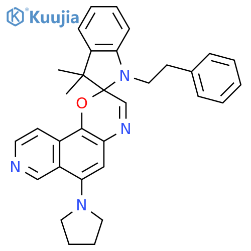 Spiro[2H-indole-2,2'-[2H]pyrido[3,4-h][1,4]benzoxazine], 1,3-dihydro-3,3-dimethyl-1-(2-phenylethyl)-6'-(1-pyrrolidinyl)- structure
