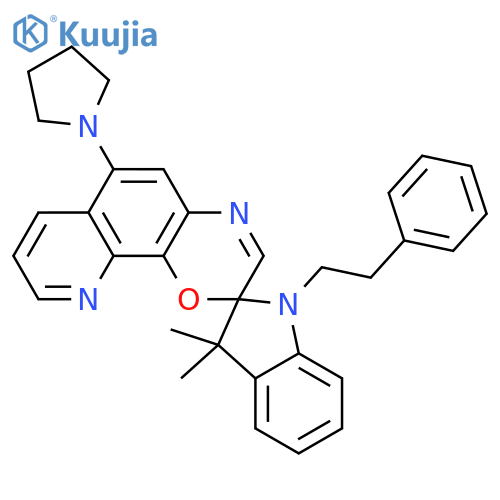 Spiro[2H-indole-2,2'-[2H]pyrido[3,2-h][1,4]benzoxazine],1,3-dihydro-3,3-dimethyl-1-(2-phenylethyl)-6'-(1-pyrrolidinyl)- structure