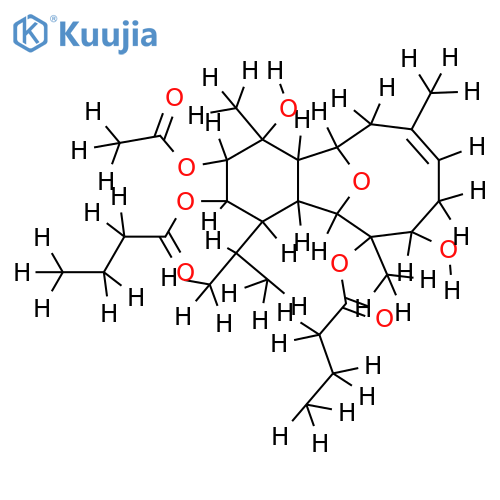 (1S,2R,3S,4R,5R,6S,8E,11S,12R,13S,14S)-3-acetoxy-2,12-dibutanoyloxycladiell-8-ene-4,11-diol structure
