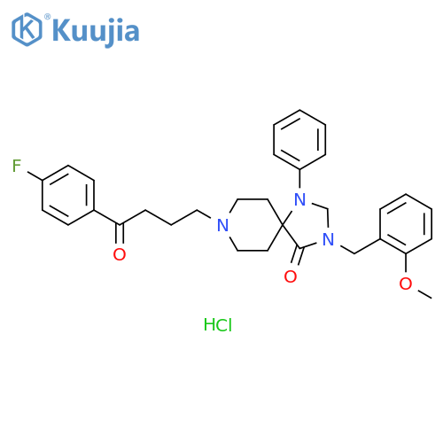 1,3,8-Triazaspiro[4.5]decan-4-one,8-[4-(4-fluorophenyl)-4-oxobutyl]-3-[(2-methoxyphenyl)methyl]-1-phenyl-,monohydrochloride structure