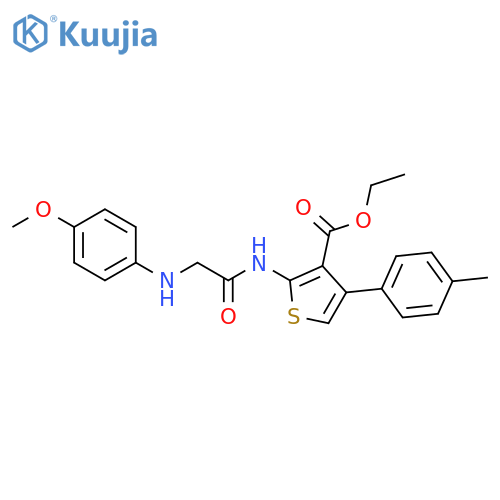 3-Thiophenecarboxylic acid, 2-[[2-[(4-methoxyphenyl)amino]acetyl]amino]-4-(4-methylphenyl)-, ethyl ester structure