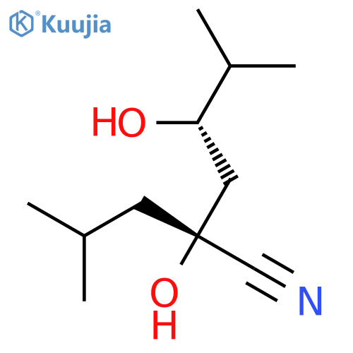 Hexanenitrile, 2,4-dihydroxy-5-methyl-2-(2-methylpropyl)-, (R*,S*)- structure