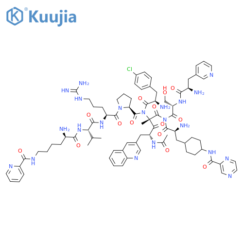 N-acetyl-3-(3-quinolyl)alanyl-3-(4-chlorophenyl)alanyl-3-(3-pyridyl)alanyl-seryl-3-(4-pyrazinylcarbonylaminocyclohexyl)alanyl-N(epsilon)picolinoyllysyl-valyl-arginyl-prolyl-alaninamide structure