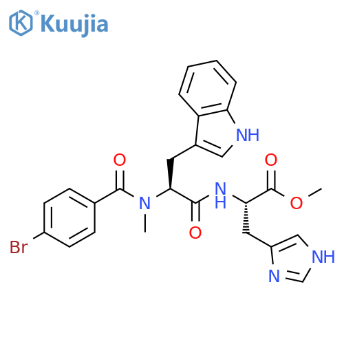 L-Histidine, N-[N-(4-bromobenzoyl)-N-methyl-L-tryptophyl]-, methyl ester structure
