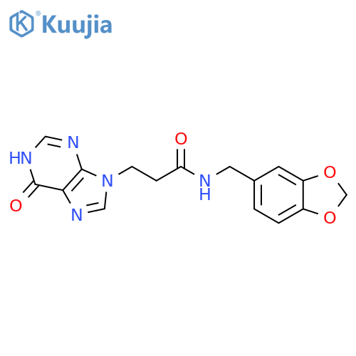 9H-Purine-9-propanamide,N-(1,3-benzodioxol-5-ylmethyl)-1,6-dihydro-6-oxo- structure