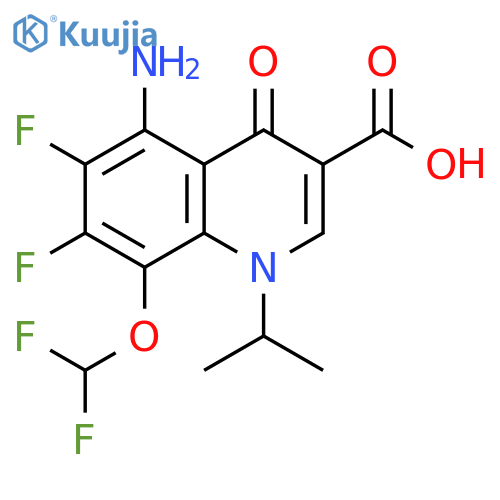3-Quinolinecarboxylic acid,5-amino-8-(difluoromethoxy)-6,7-difluoro-1,4-dihydro-1-(1-methylethyl)-4-oxo- structure