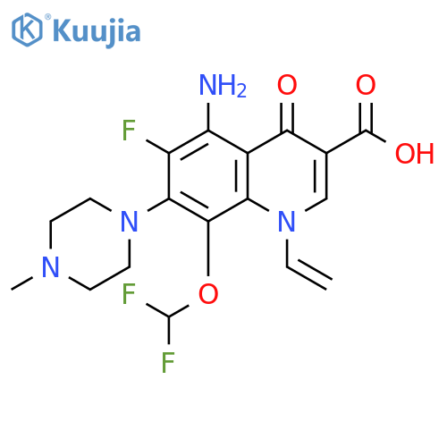 3-Quinolinecarboxylic acid,5-amino-8-(difluoromethoxy)-1-ethenyl-6-fluoro-1,4-dihydro-7-(4-methyl-1-piperazinyl)-4-oxo- structure
