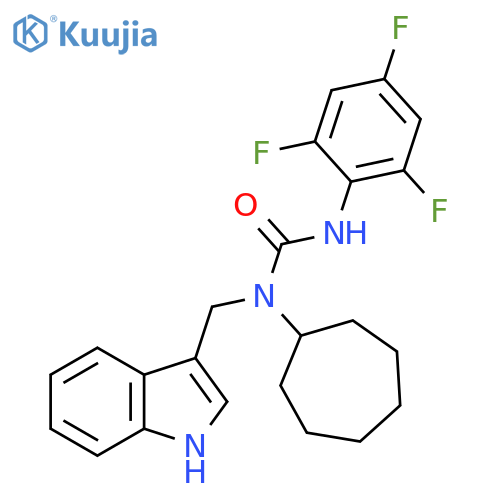 Urea, N-cycloheptyl-N-(1H-indol-3-ylmethyl)-N'-(2,4,6-trifluorophenyl)- structure