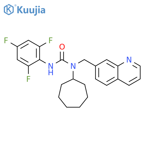 Urea, N-cycloheptyl-N-(7-quinolinylmethyl)-N'-(2,4,6-trifluorophenyl)- structure