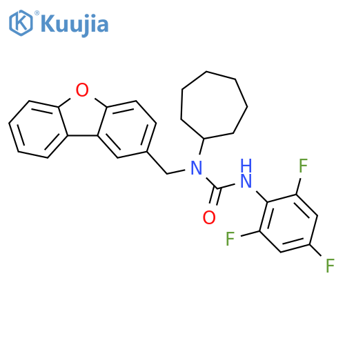 Urea,N-cycloheptyl-N-(2-dibenzofuranylmethyl)-N'-(2,4,6-trifluorophenyl)- structure